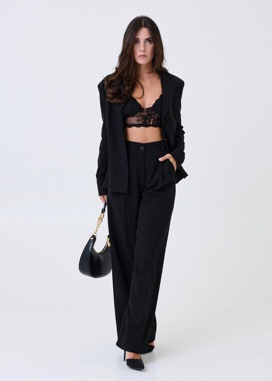 Pantalone a vita alta Haveone nero con pinces PGEP067 NERO Haveone 