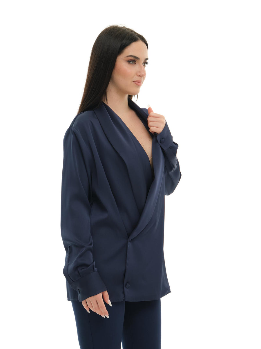 Camicia "double shawl" Silence Limited blu navy CA7004 NAVY Silence Limited 