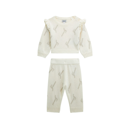 Coordinato Guess bianco panna con logo all over e volant sulle spalle A5BG12Z0870 P08N Guess 