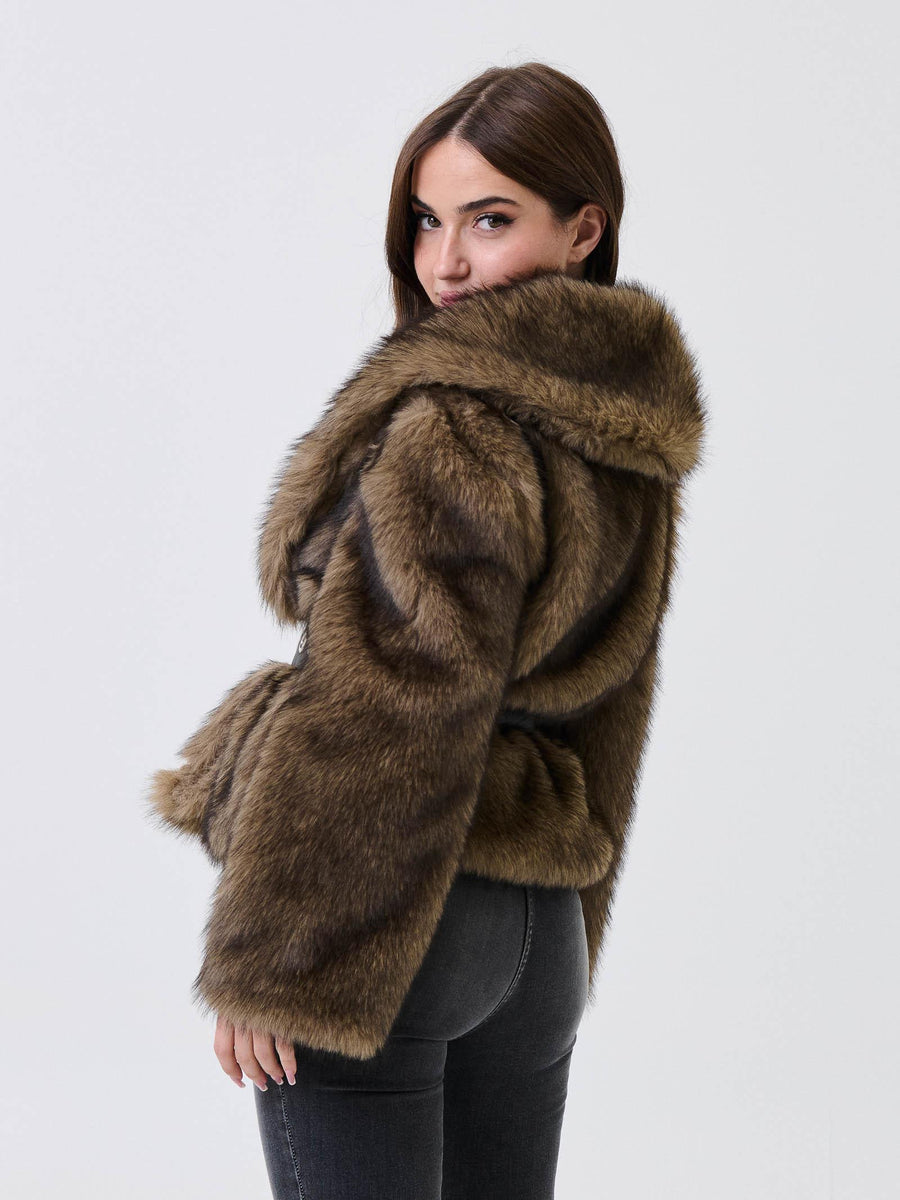 Ecopelliccia Armoire castoro con cintura in coordinato 050 CASTONO Armoire 
