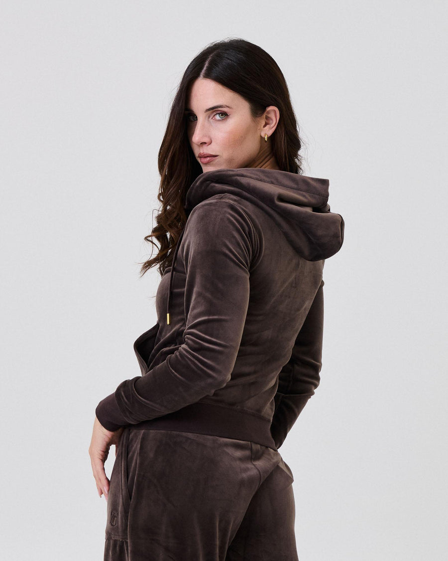 Felpa in velluto Juicy Couture moro con ricamo "JC" sul petto VEJB70294WPF JB7 Juicy Couture 