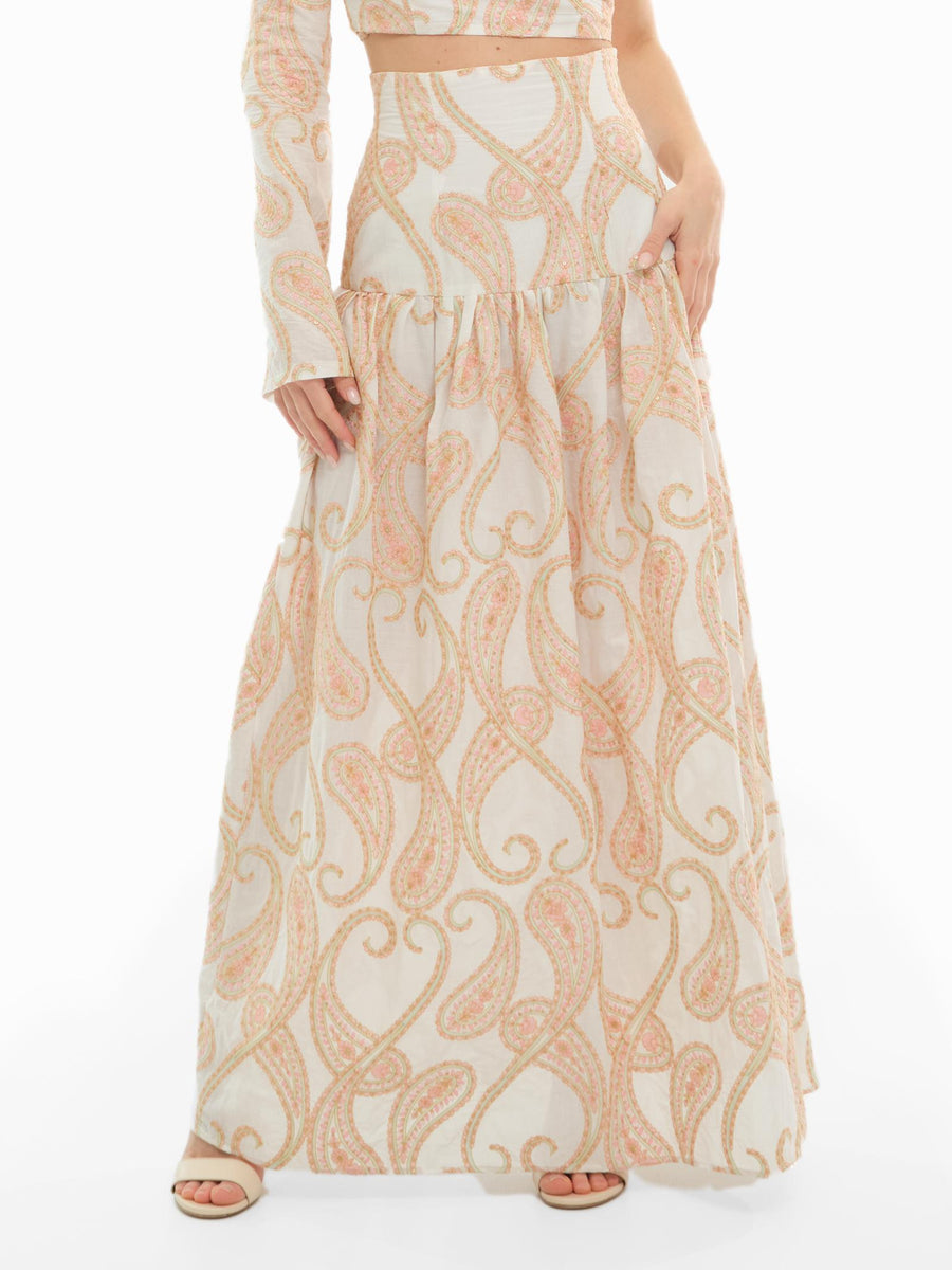 Gonna lunga Bohemian Vì bianca con dettagli ricamati GO183 UNI Bohemian V 