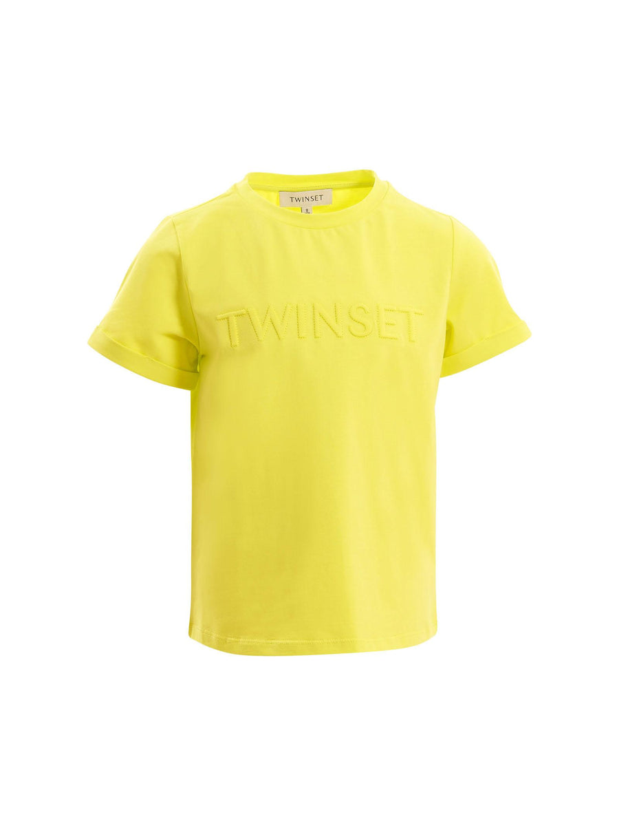 T-Shirt Twinset gialla con logo lettering in rilievo e ricamato 251GJ2534 12124 Twinset 