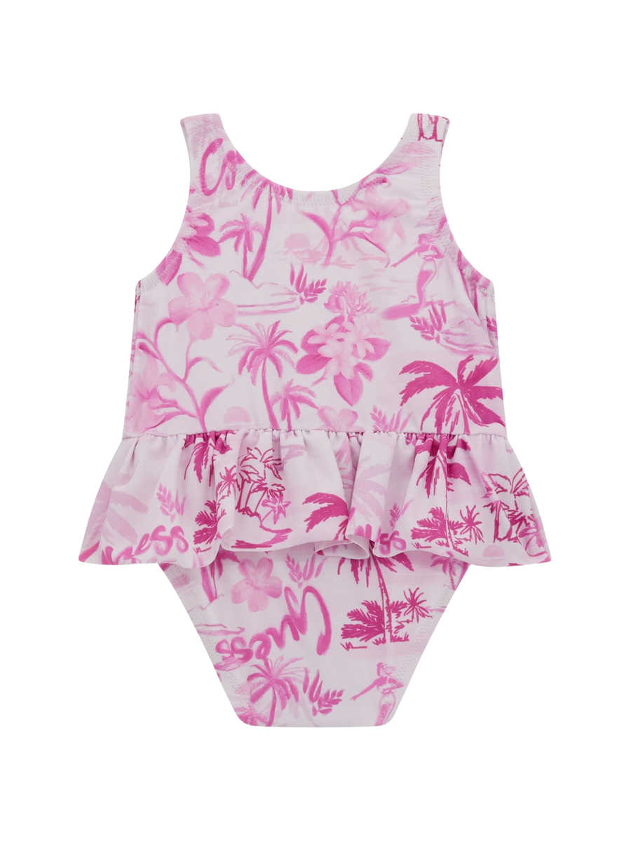 Costume intero Guess rosa con stampa tropicale con volant A5GZ00MC052 P492 Guess 