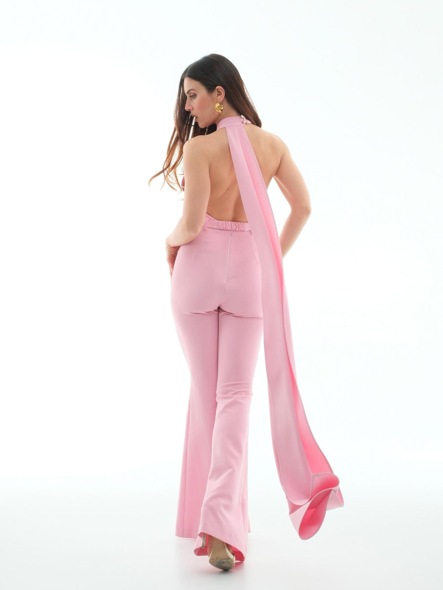 Jumpsuit Silence Limited rosa con cintura oro ad anello TU646 PINK Silence Limited 