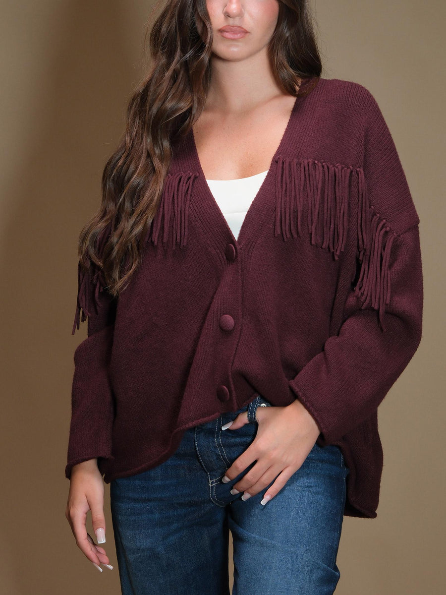 Cardigan Armoire over dettagli frange vino 5R586A VINO Armoire 