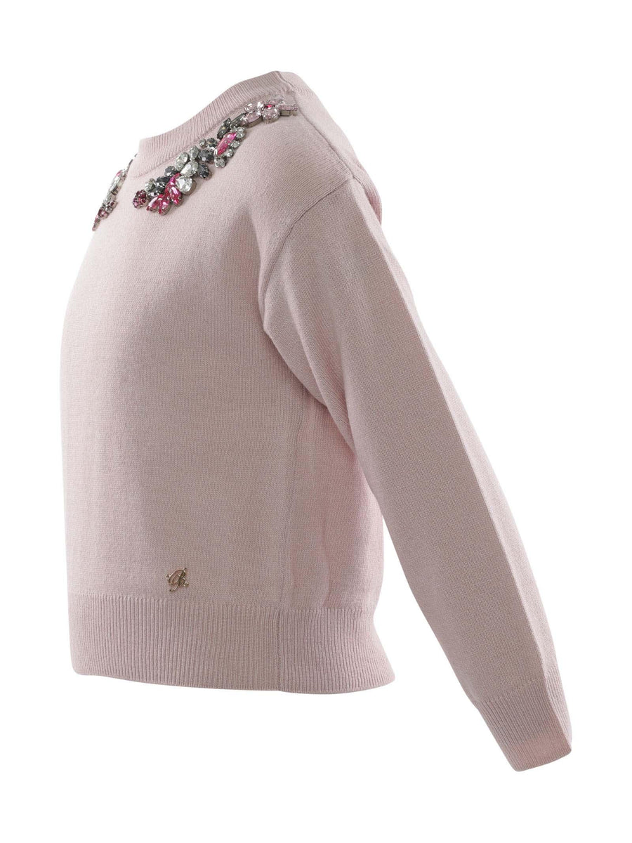 Maglioncino rosa con pietre IF2131MS19N X0454 Miss Blumarine 