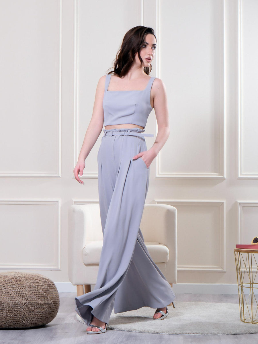 Crop top cemento con scollo quadrato e spalline RFW8HLD CEMENTO Imperial 