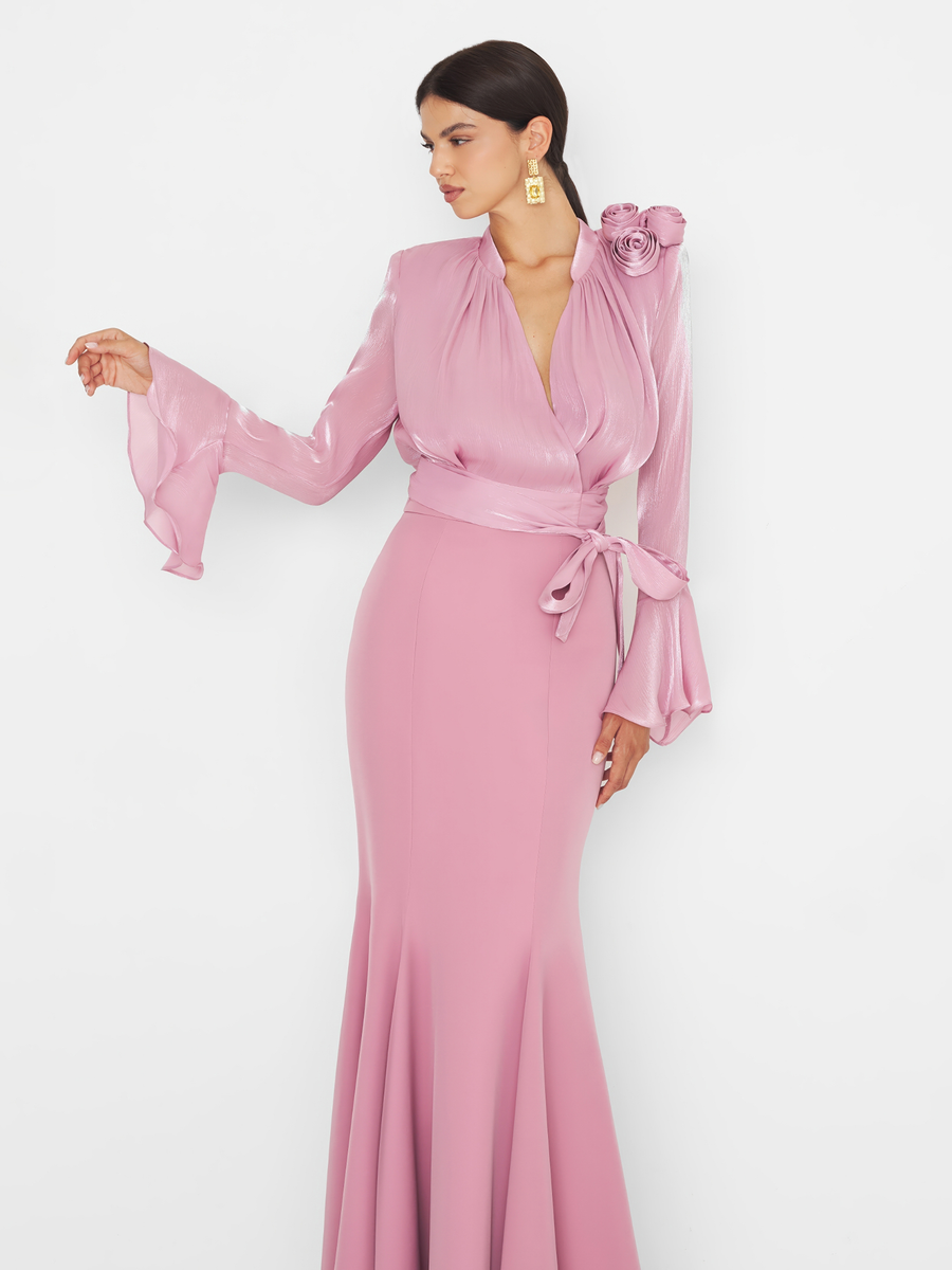 Camicia satinata Silence Limited rosa con fiocco 3D CA7023 OURPINK Silence Limited 