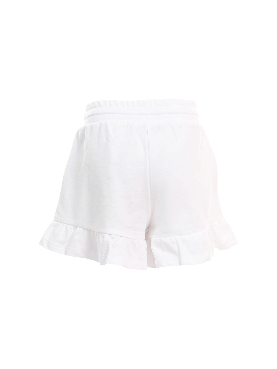 Shorts Moschino bianco con logo Teddy e volant sul fondo HAQ014 10101 Moschino 