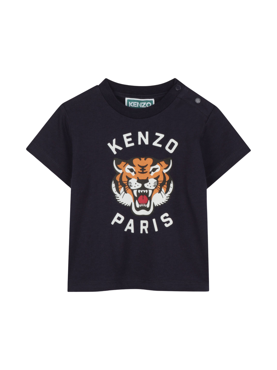 T-Shirt Kenzo blu navy con dettaglio animalier frontale K60971 848 Kenzo 