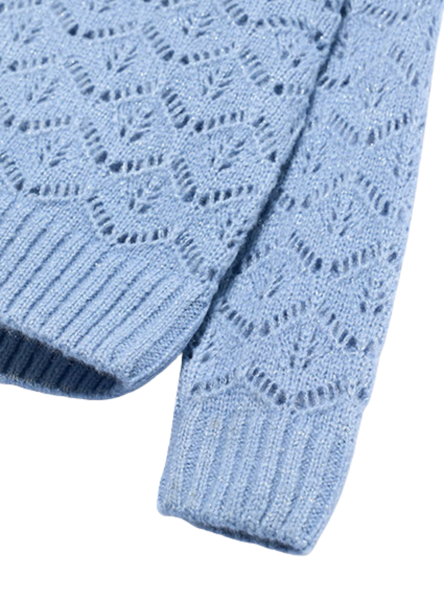 Dolcevita Abel & Lula azzurro traforato con colletto risvoltato 5830 Celeste Abel & Lula 