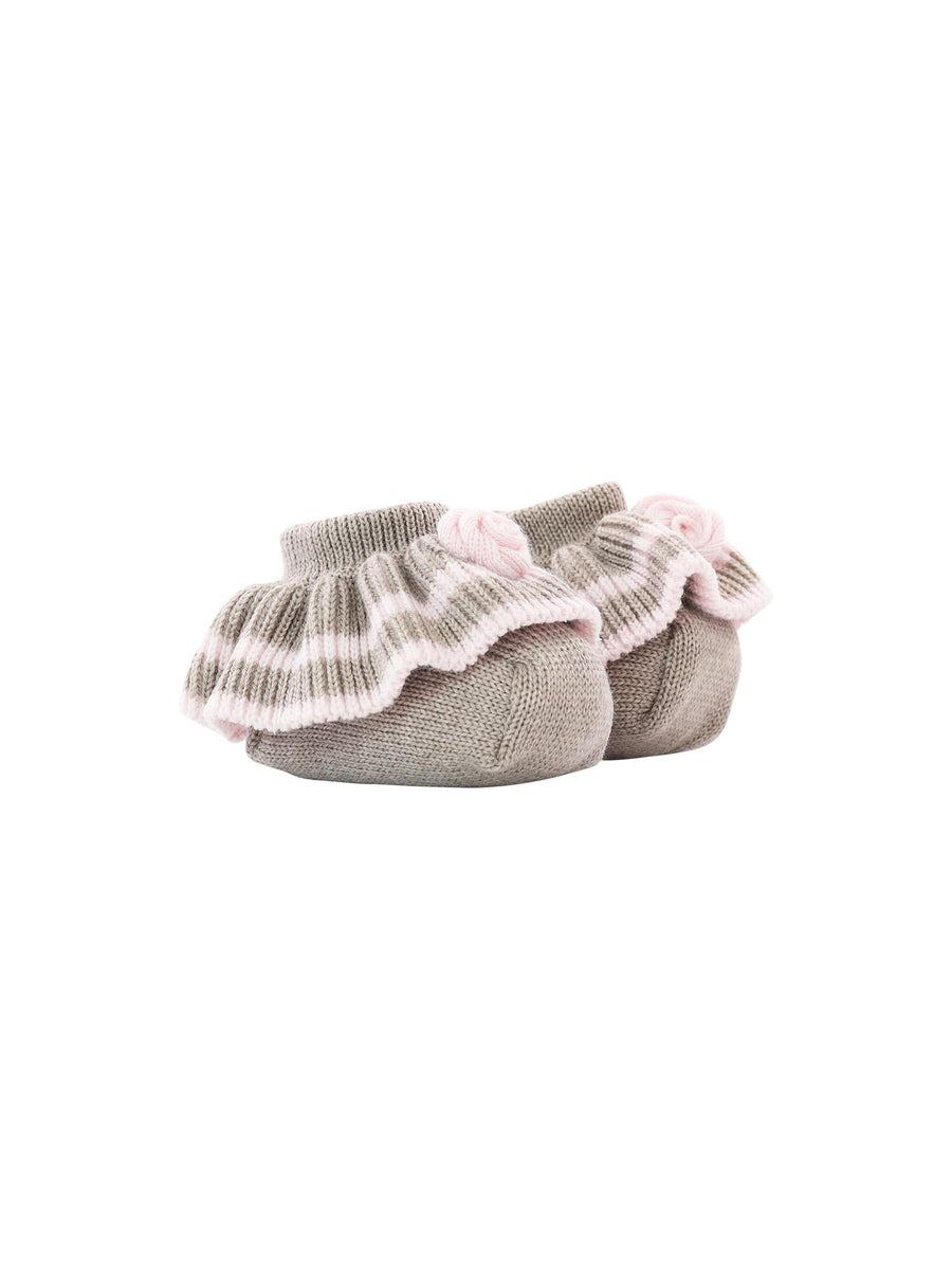 Babbucce tortora con rosa applicata IG23S C3803 Marlù 