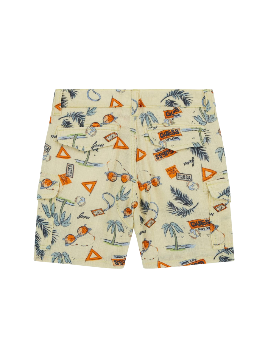 Shorts Guess giallo con stampa tropicale N5GD10WFBT0 PG21 Guess 