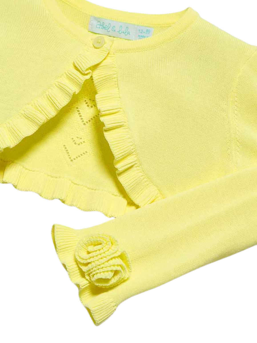 Cardigan Abel & Lula giallo con volant e applicazioni floreali 5381 VAN Abel & Lula 