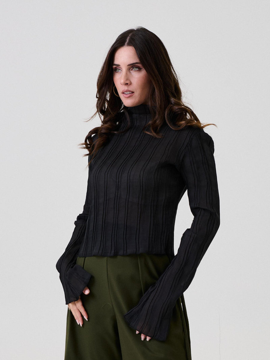 Blusa trasparente plissé Bohemian Vì nera MA284 BLACK Bohemian V 