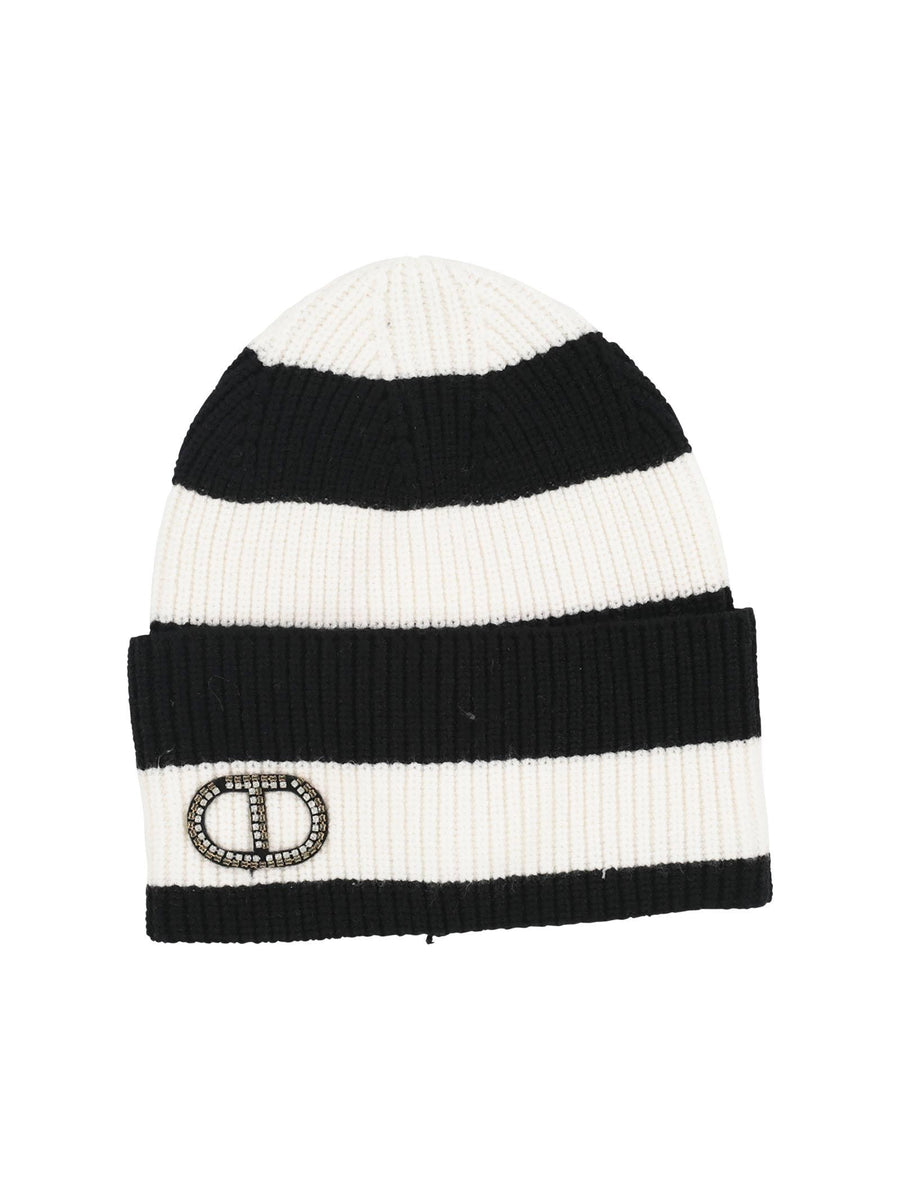 Cappello a strisce bianco e nero 222GJ4491 02958 Twinset 