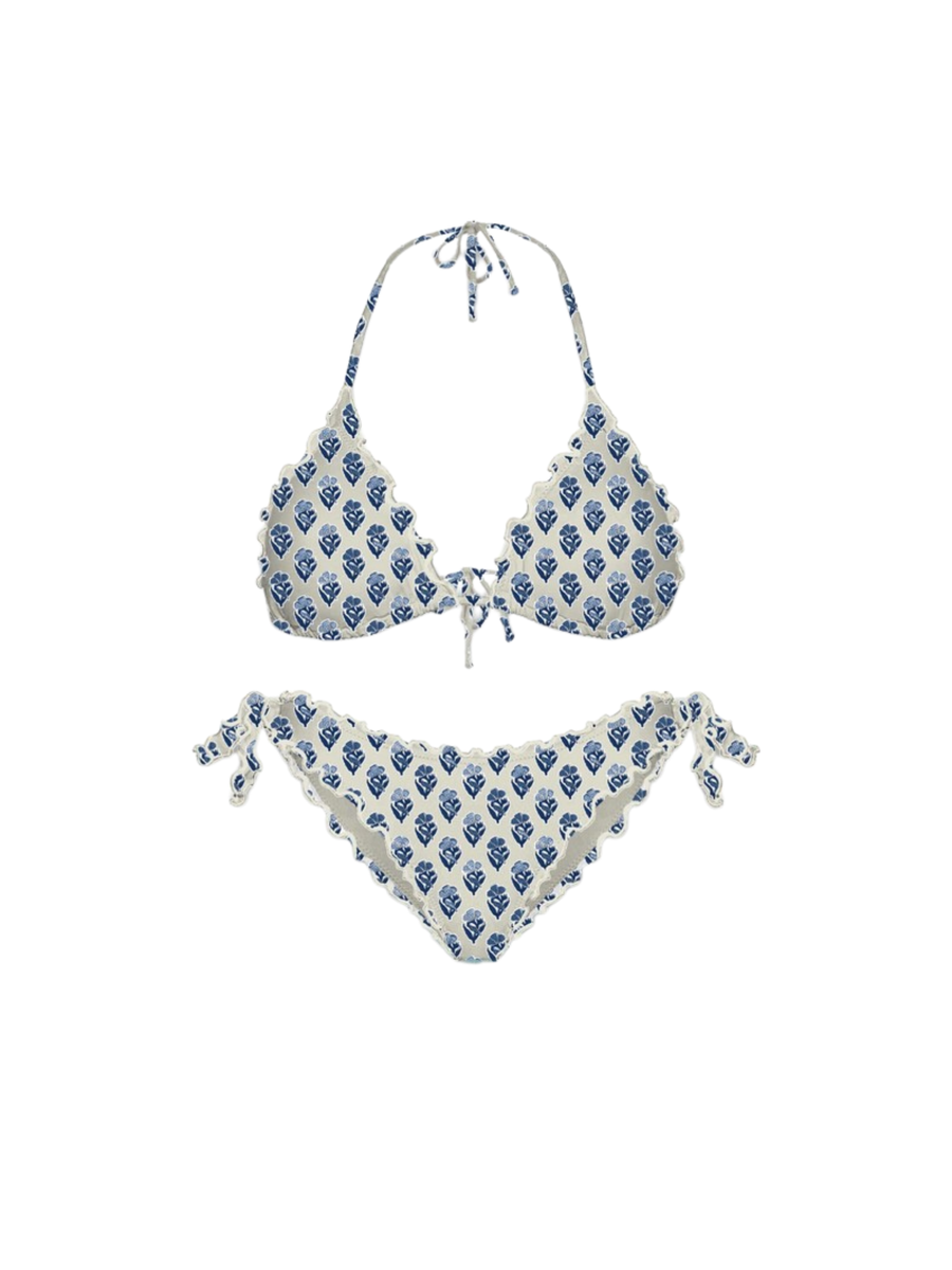 Bikini Saint Barth bianco con dettagli blu SARI001 01532H MC2 SAINT BARTH 