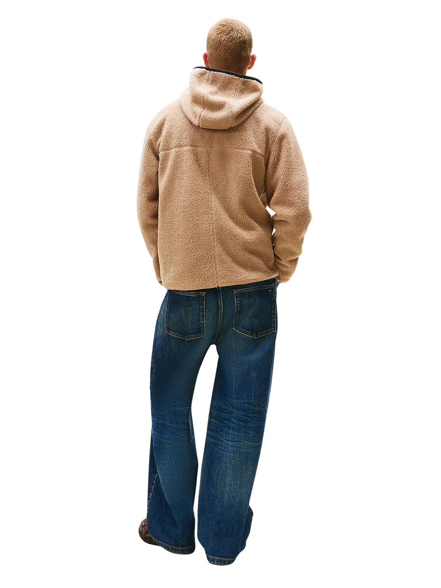 Felpa in sherpa Tommy Hilfiger beige con cappuccio e zip DM0DM19224 AFE Tommy Hilfiger 