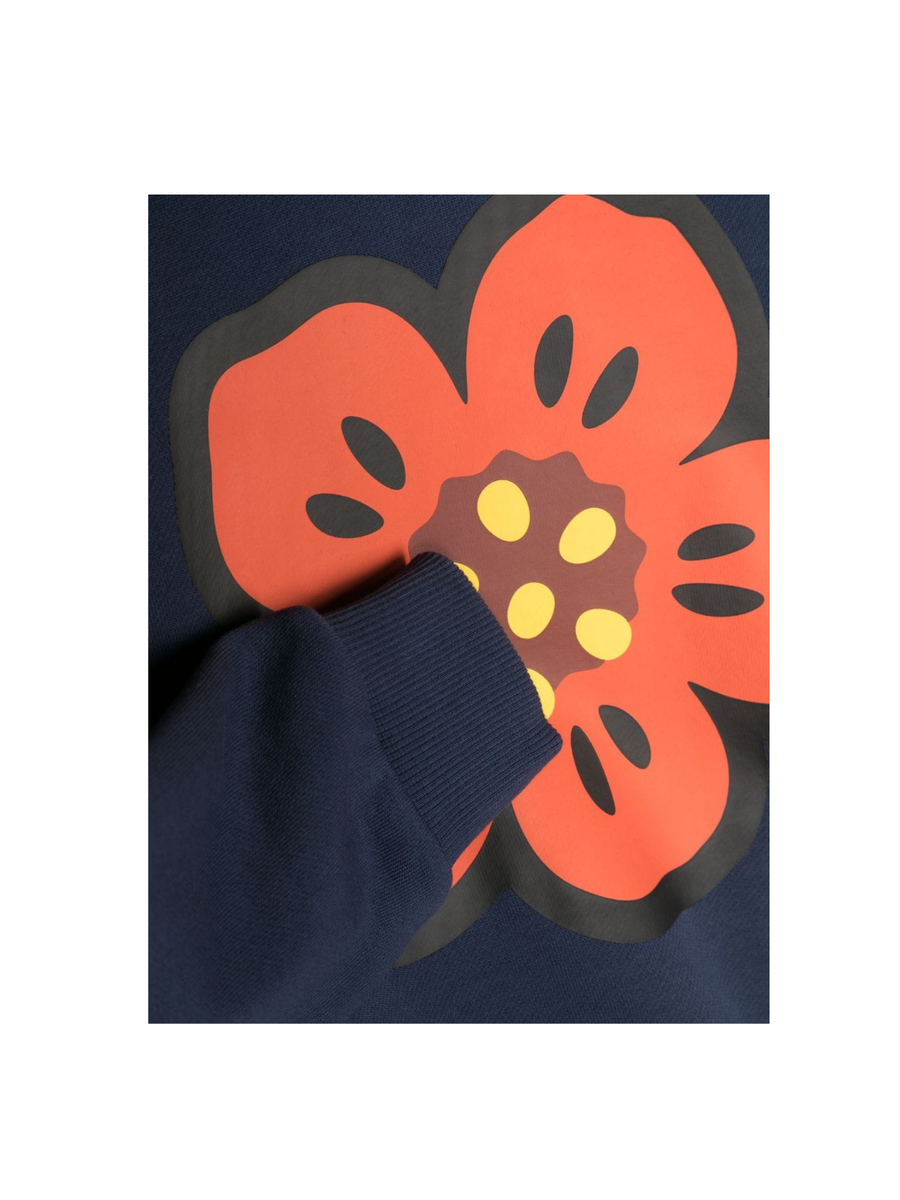 Felpa boke flower con cappuccio blu K25837 84A Kenzo 
