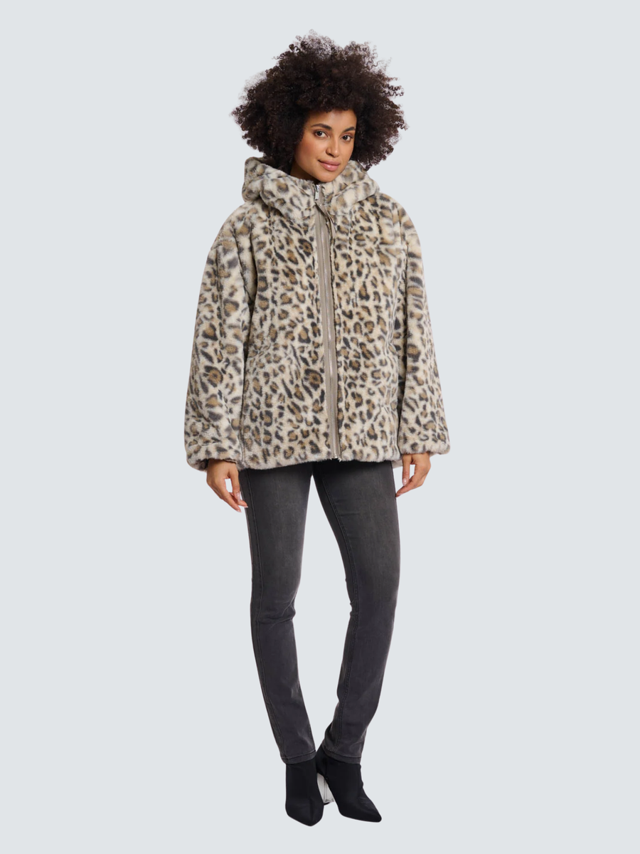 Cappotto "Ines reversible" Rino & Pelle fango Ines.7002512 Light pebble and leopard Rino & Pelle 