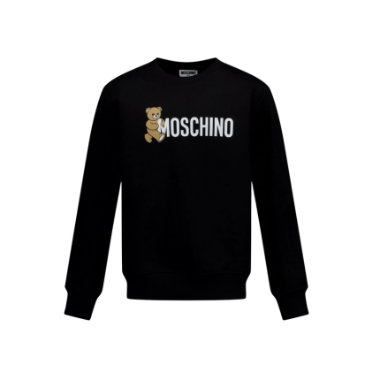 Felpa Moschino nera con stampa teddy logo frontale HPF08V 60100 Moschino 