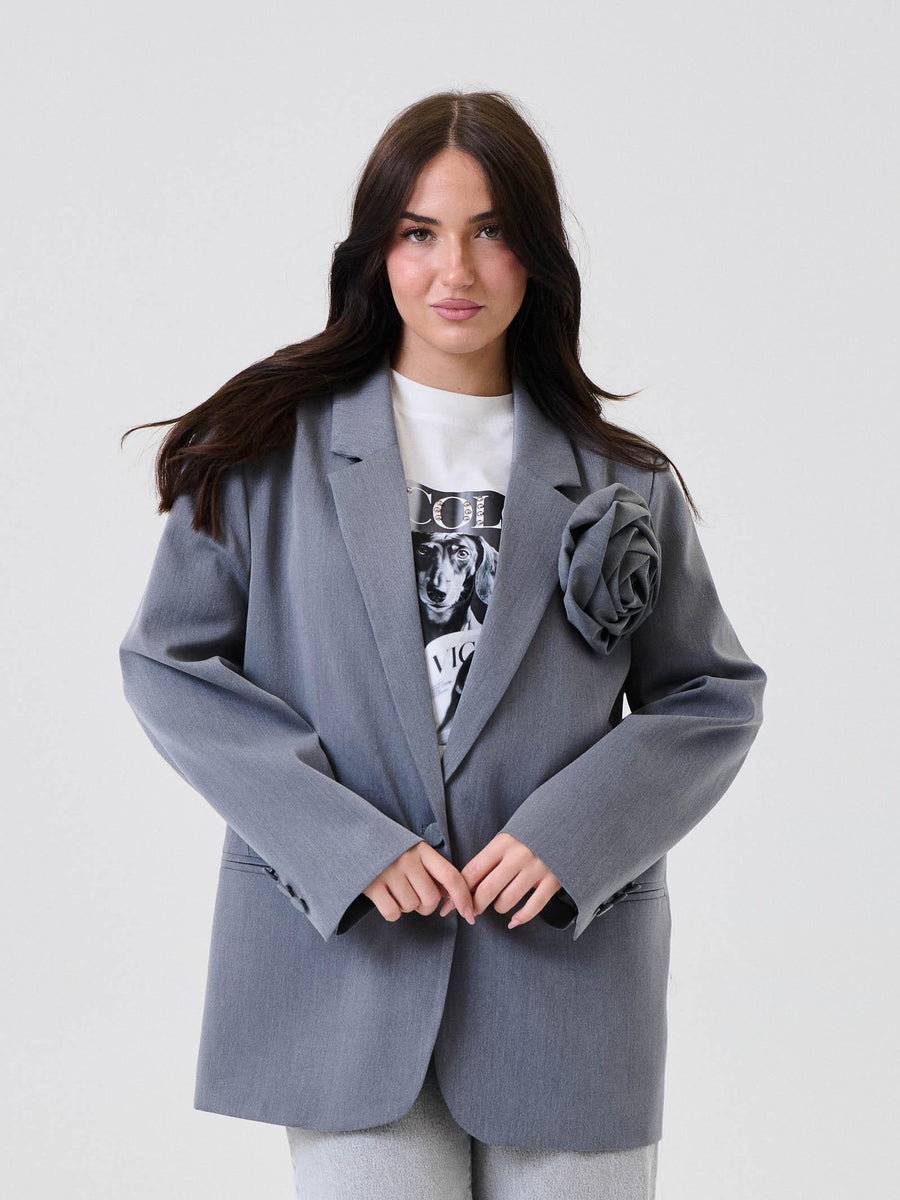 Blazer monopetto Vicolo grigio con maxi fiocco removibile TF0372 GRIGIO Vicolo 