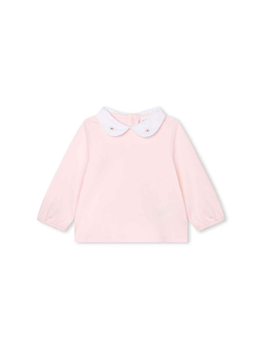 T-shirt rosa con colletto a contrasto Y05301 43B Carrement Beau 