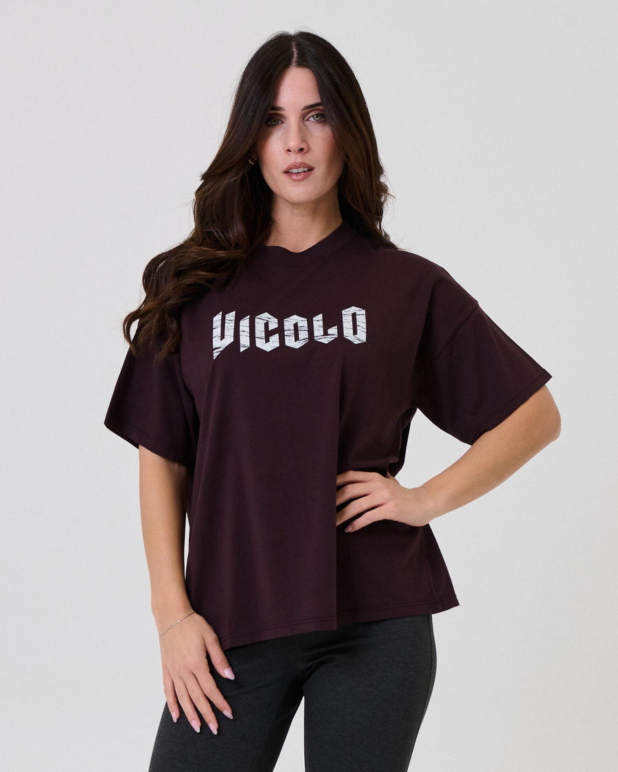 T-Shirt over Vicolo vino con stampa "Vicolo" effetto used RF0257 VINO Vicolo 