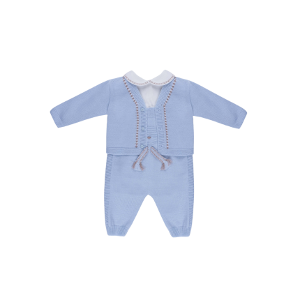 Completo Marlù azzurro con salopette e cardigan IN5331 C438 Marlù 