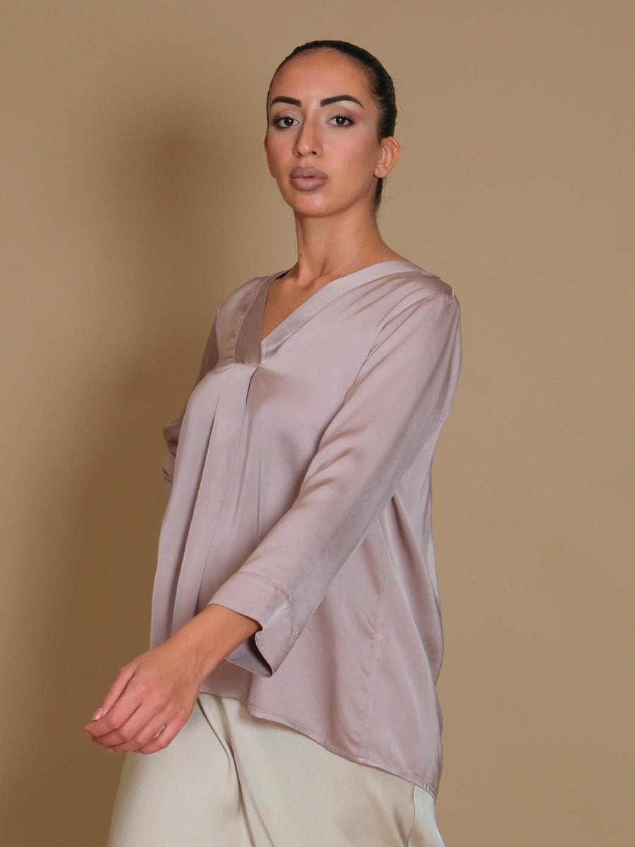 Blusa Armoire rosa satinata scollo a V FA489BCK SETA Armoire 