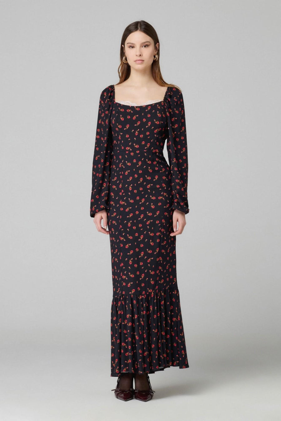 Abito lungo "Lady" Mar De Margaritas nero floreale con inserti in pizzo MMABW01295 NE105 Mar De Margaritas 