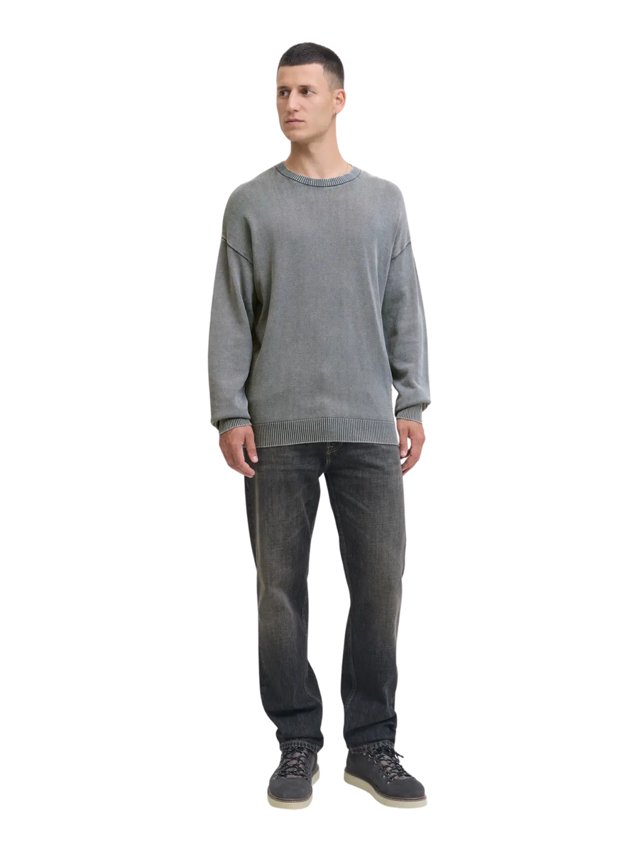 Maglioncino Jack & Jones grigio con inserti a costine 12278902 CASTLE Jack & Jones 