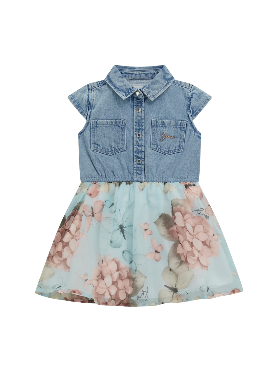 Abito Guess in denim con farfalle K5RK16D4EU0 P777 Guess 