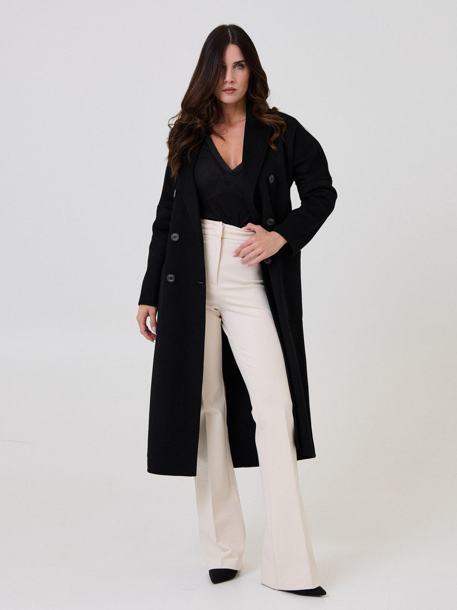 Cappotto lungo Vicolo nero doppiopetto con tasconi TF0001 FU69 Vicolo 