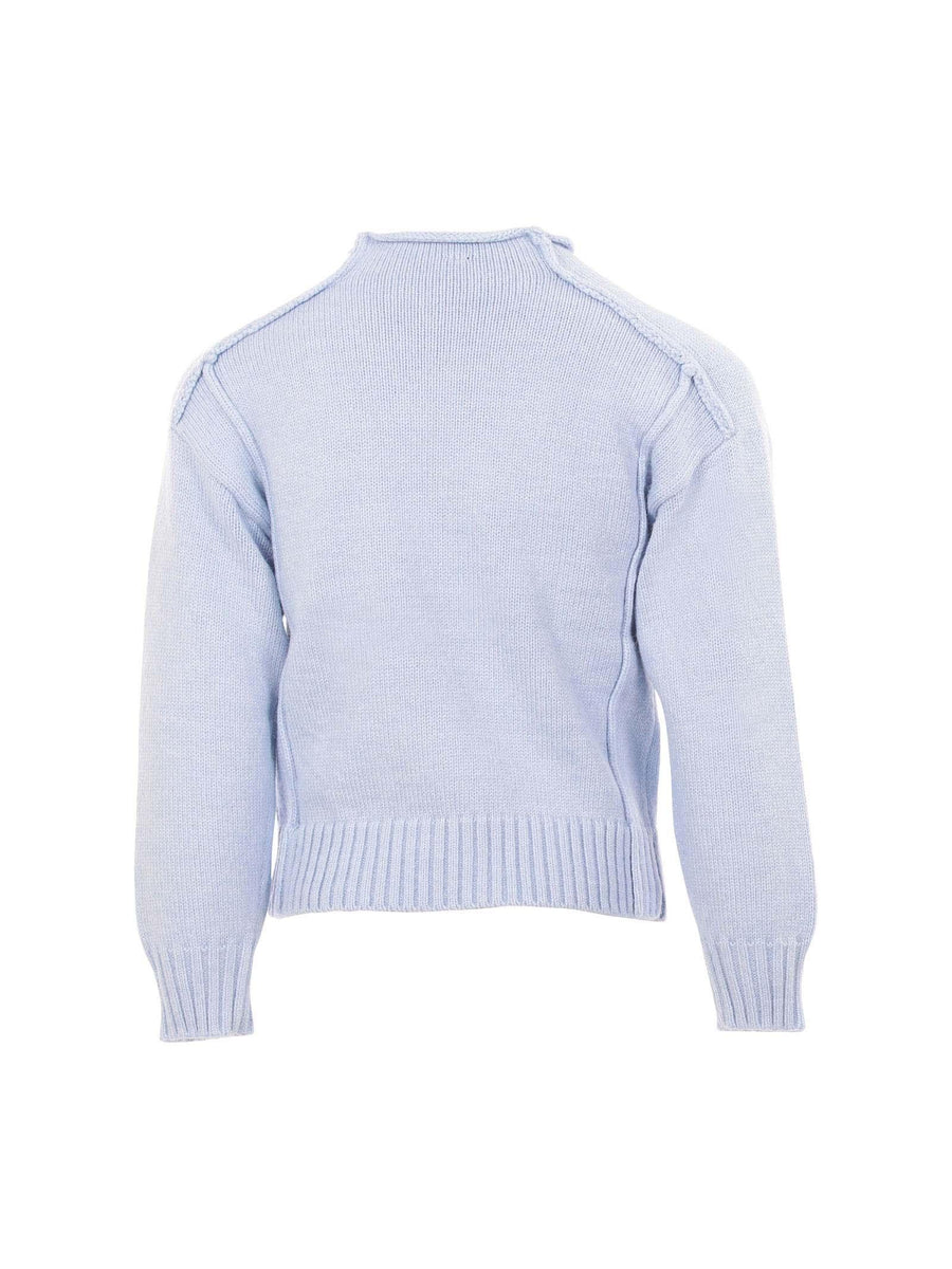 Maglioncino bambina Manila Grace azzurro polvere e logo silver MFBF24M212 POLVERE Manila Grace 