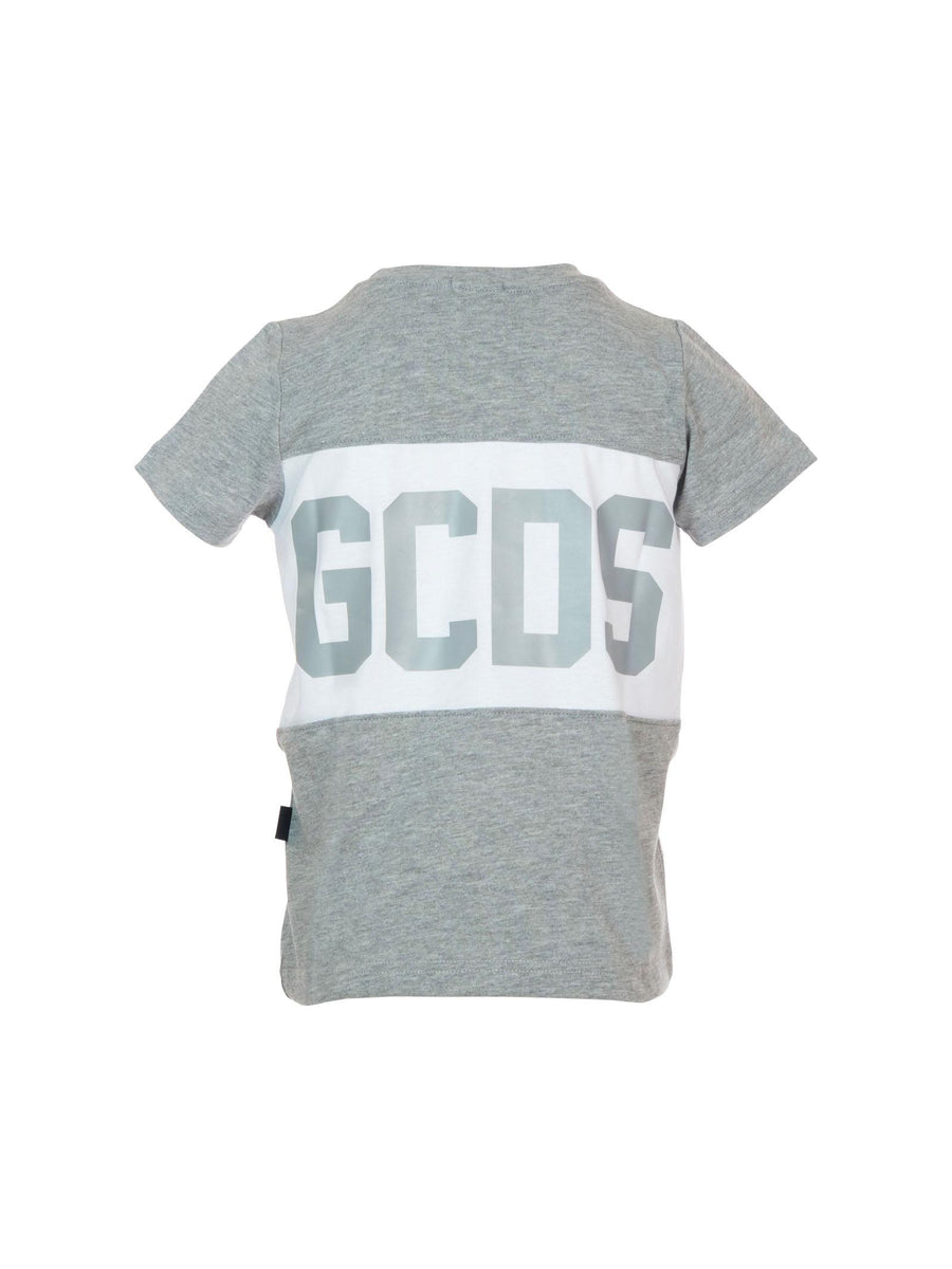 T-Shirt Gcds grigia con banda orizzontale bianca 2329JF1 93 GCDS 