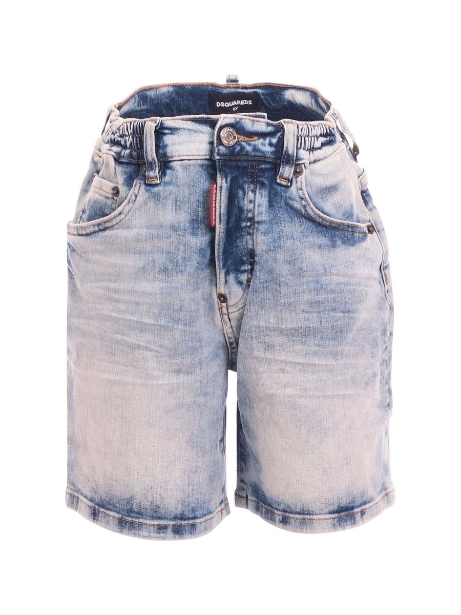 Bermuda Dsquared blu in denim elasticizzato in vita DQ2828 DQ01 Dsquared 