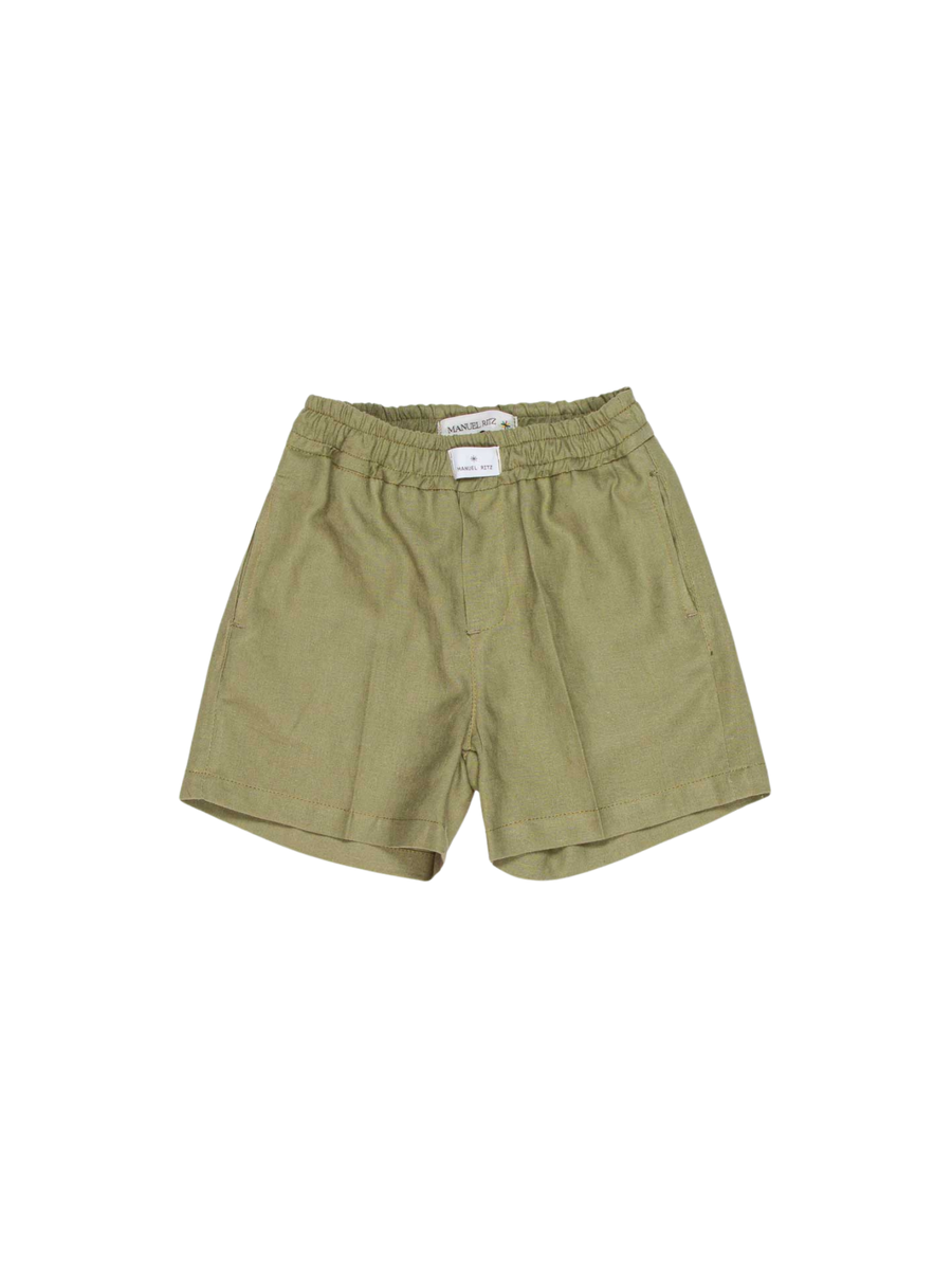 Shorts Manuel Ritz verde oliva con etichetta logata frontale MR3118 MIL Manuel Ritz 