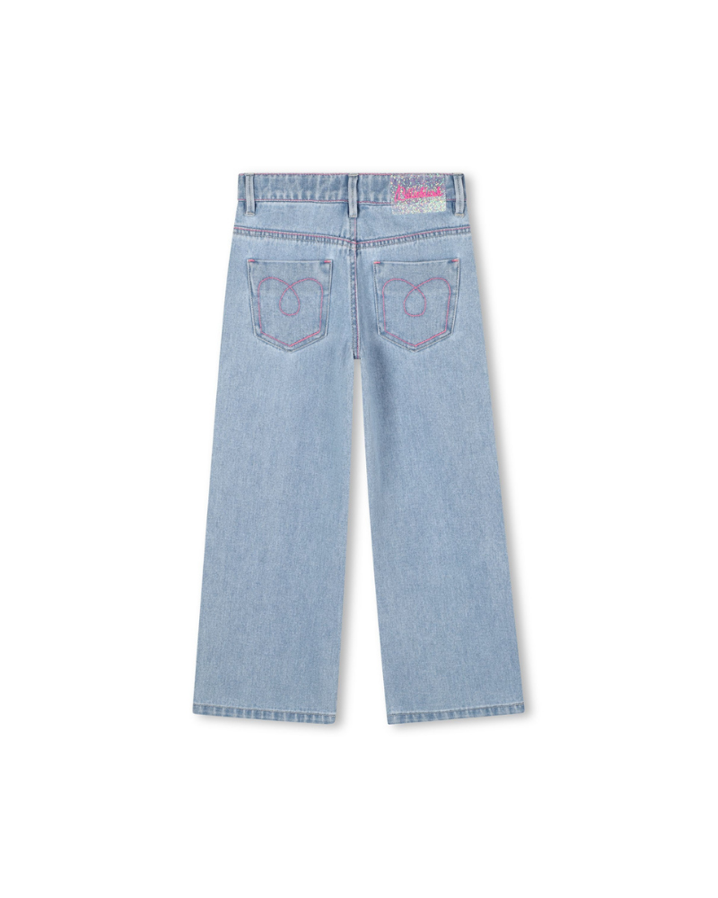 Jeans ampi Billie Blush azzurro con scritte ricamate rosa U21591 Z18 Billie Blush 