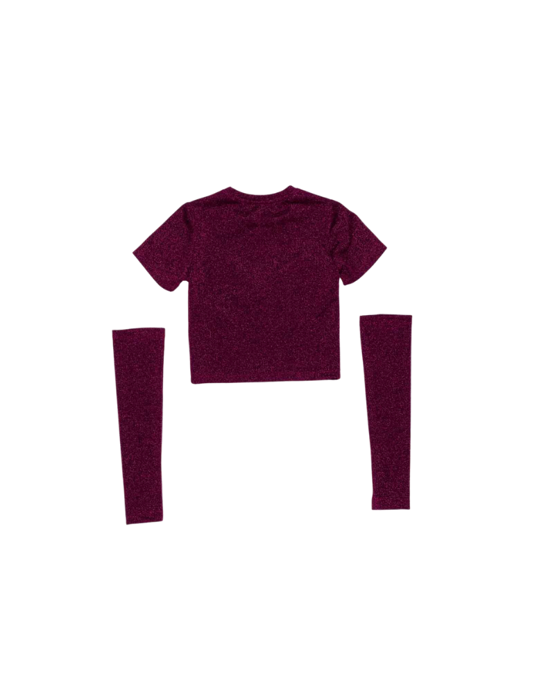 Top con manicotti glitterati Lulù Miss Grant bordeaux LL3842 BORDEAUX Lulù by Miss Grant 