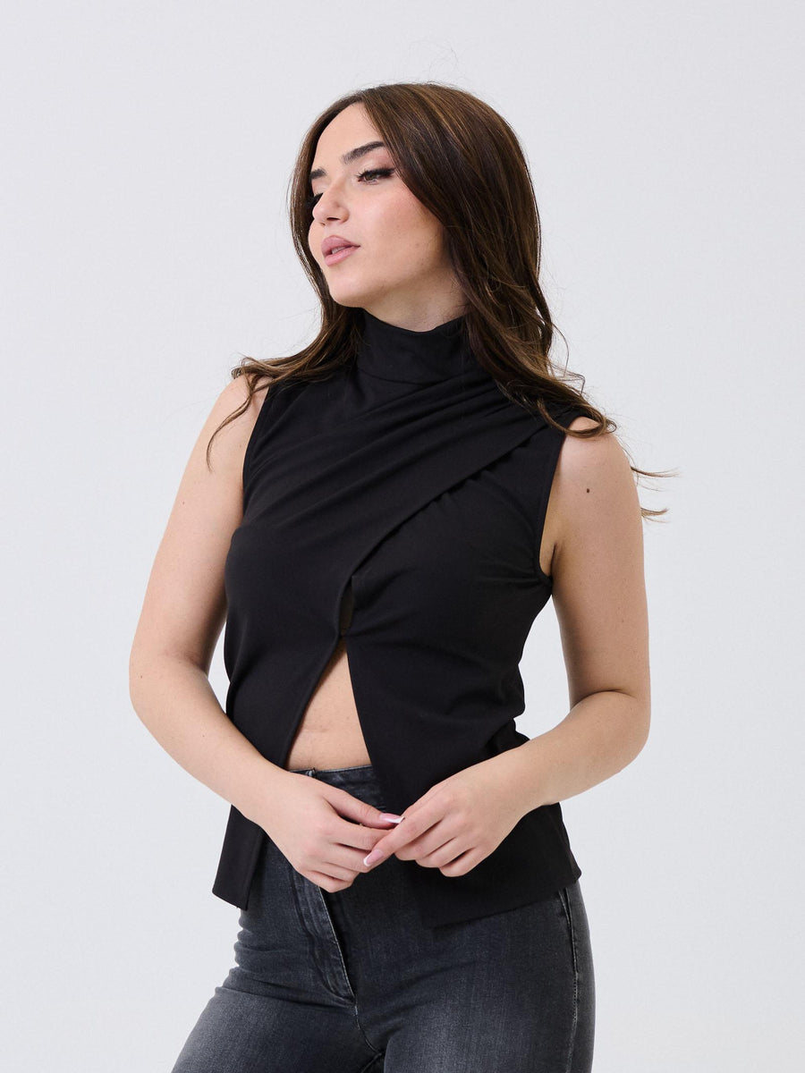 Top a portafoglio Silence Limited nero con drappeggio SLMA008 BLACK Silence Limited 