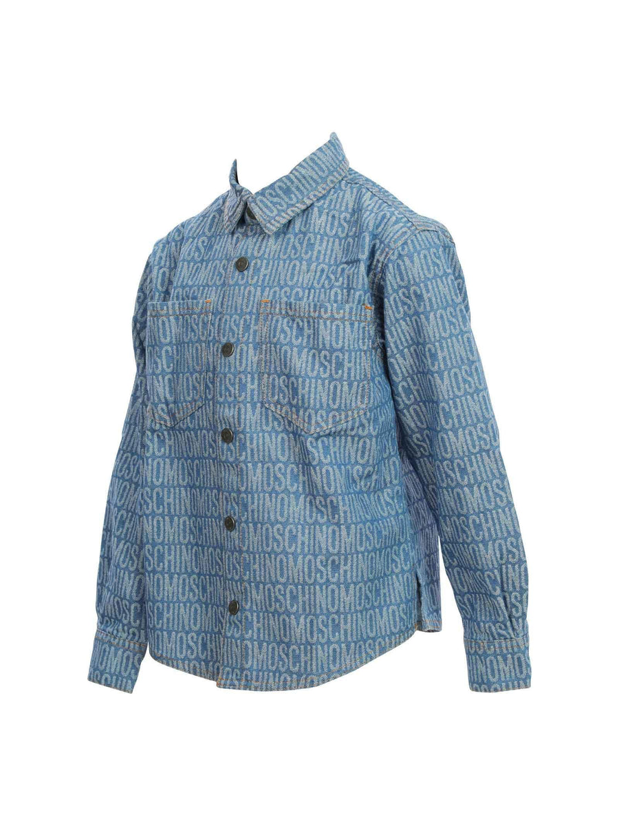 Camicia denim monogramma jacquard HUC014L0E27 86198 Moschino 