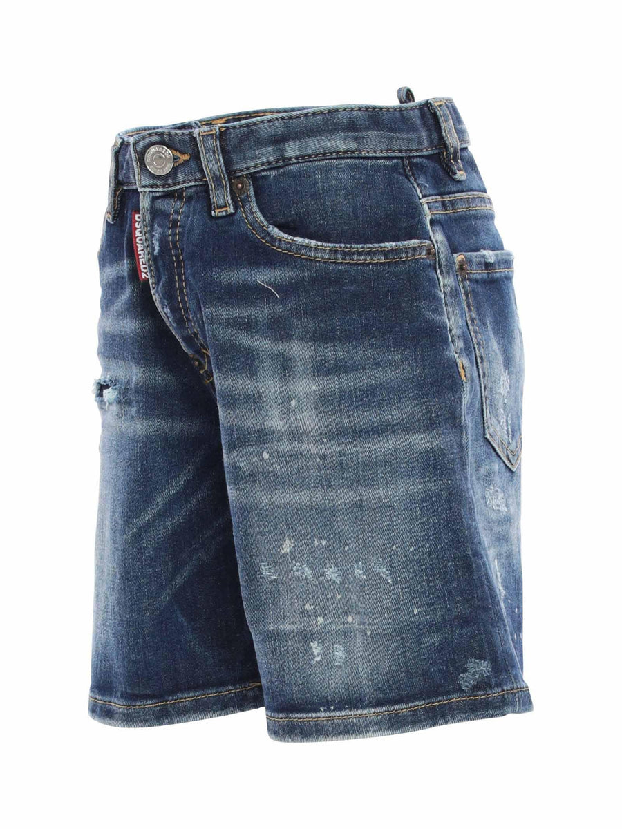 Bermuda in denim blu scuro con schiariture DQ0782 DQ01 Dsquared 