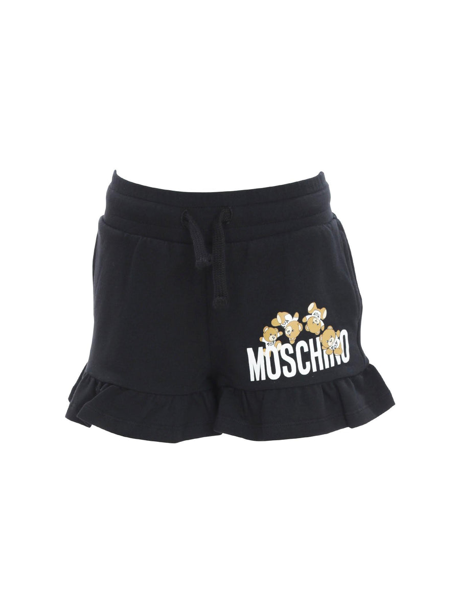 Shorts neri con volant e Teddy sul fondo HDQ014LDA00 60100 Moschino 