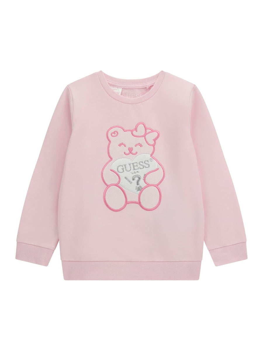 Felpa Guess in cotone rosa con Teddy e logo ricamati K1YQ03KAE20 G6K9 Guess 