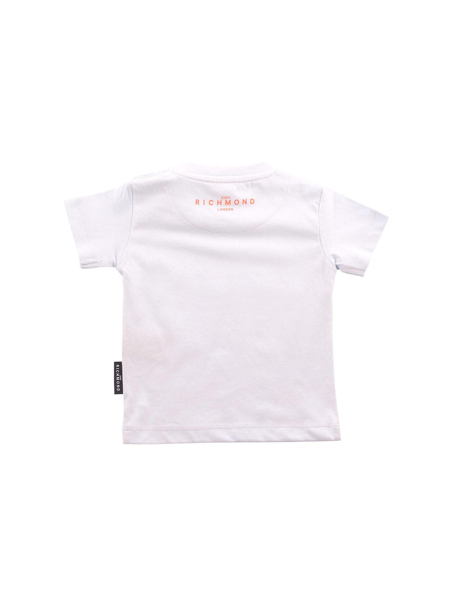 T-Shirt John Richmond azzurra con logo lettering arancione RIP25014TS ICE WATER John Richmond 
