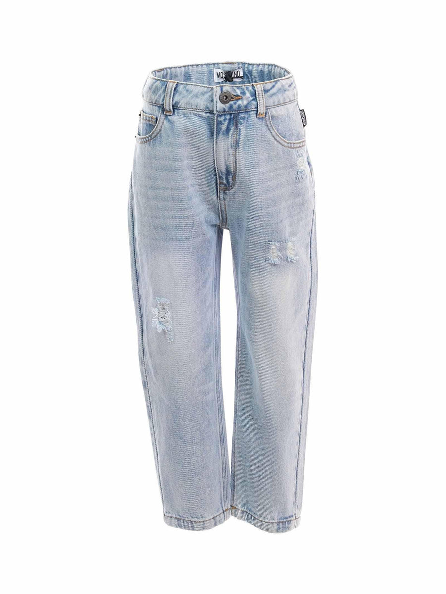 Jeans Moschino blu in denim con stampa teddy toy su tasca posteriore HUP087 40186 Moschino 