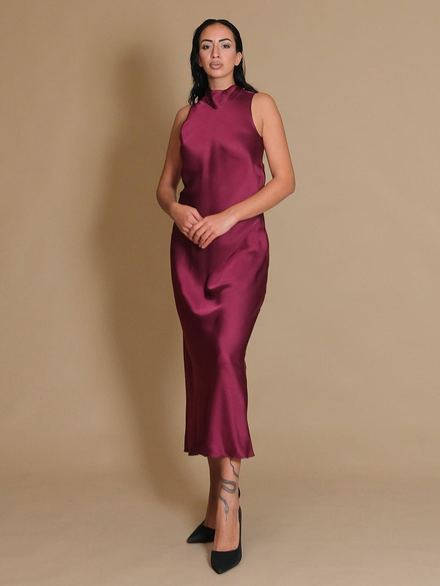 Abito lungo giromanica Armoire bordeaux in viscosa FB806A GINGER Armoire 