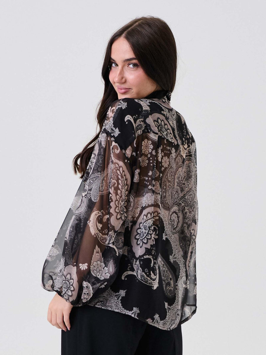 Camicia trasparente Imperial nera con volant CND7KNF NERO/BEIGE Imperial 